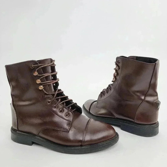 Vintage 90s Brown Leather Capped Toe Cottage Boots - 6 - Picture 2 of 11